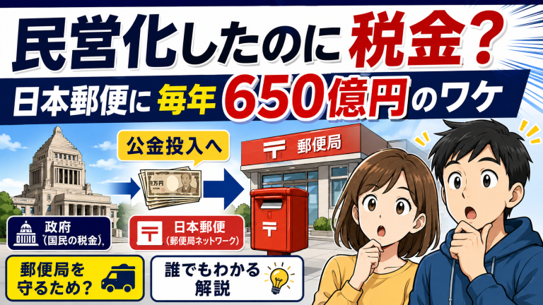 日本郵便に年650億円の公金が入る理由を8コマ漫画で解説する画像
