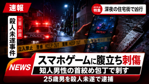 鈴鹿市でスマホゲームをめぐり知人男性が刺された殺人未遂事件を示す報道イメージ