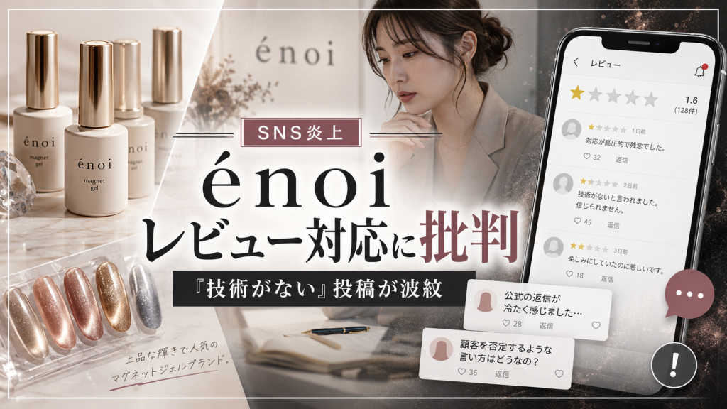 ジェルネイルブランドénoiのレビュー対応をめぐりSNS上で批判が広がるイメージ