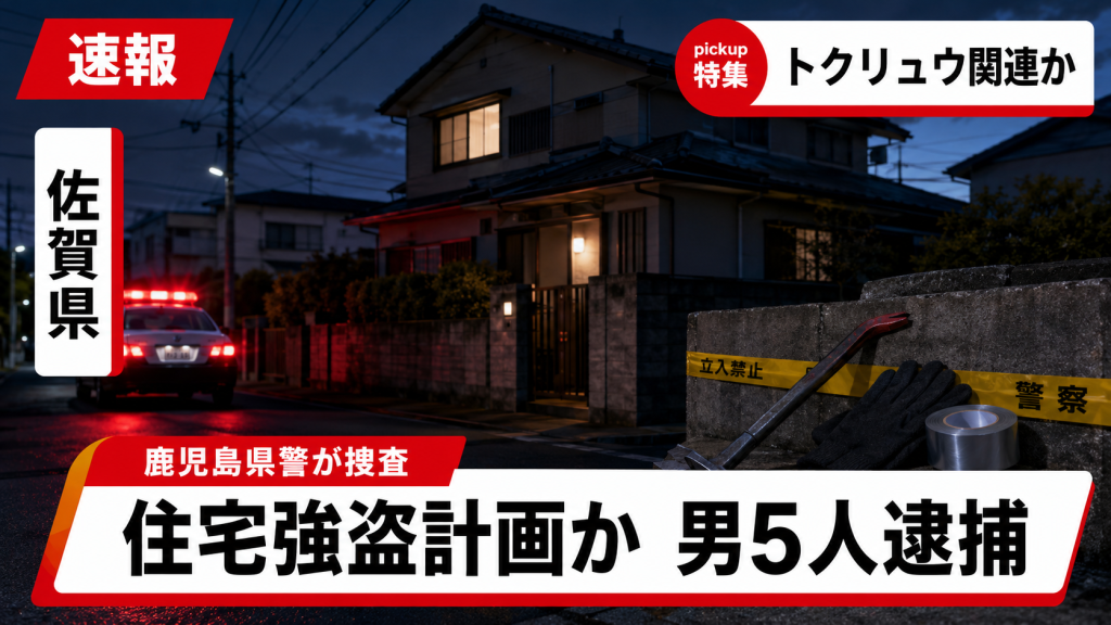 佐賀県内の住宅を狙った強盗計画で男5人が逮捕された事件を示す報道イメージ