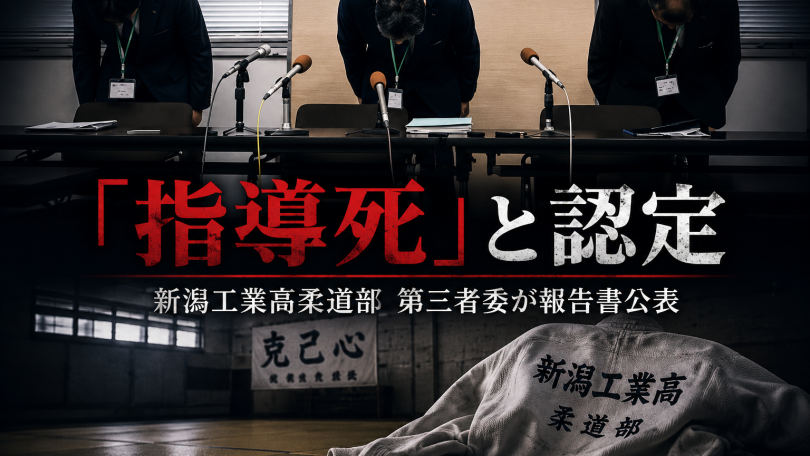 新潟工業高校柔道部の男子生徒死亡問題で第三者委員会が指導死と認定し5回の叱責を指摘した報道画像