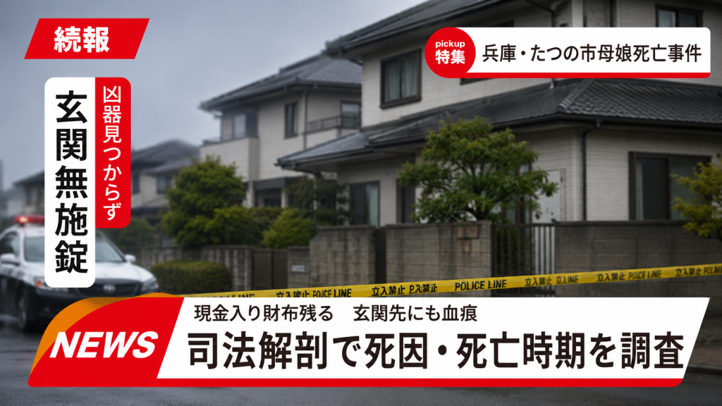 兵庫県たつの市の住宅で母娘2人が死亡し司法解剖が行われた事件の報道イメージ