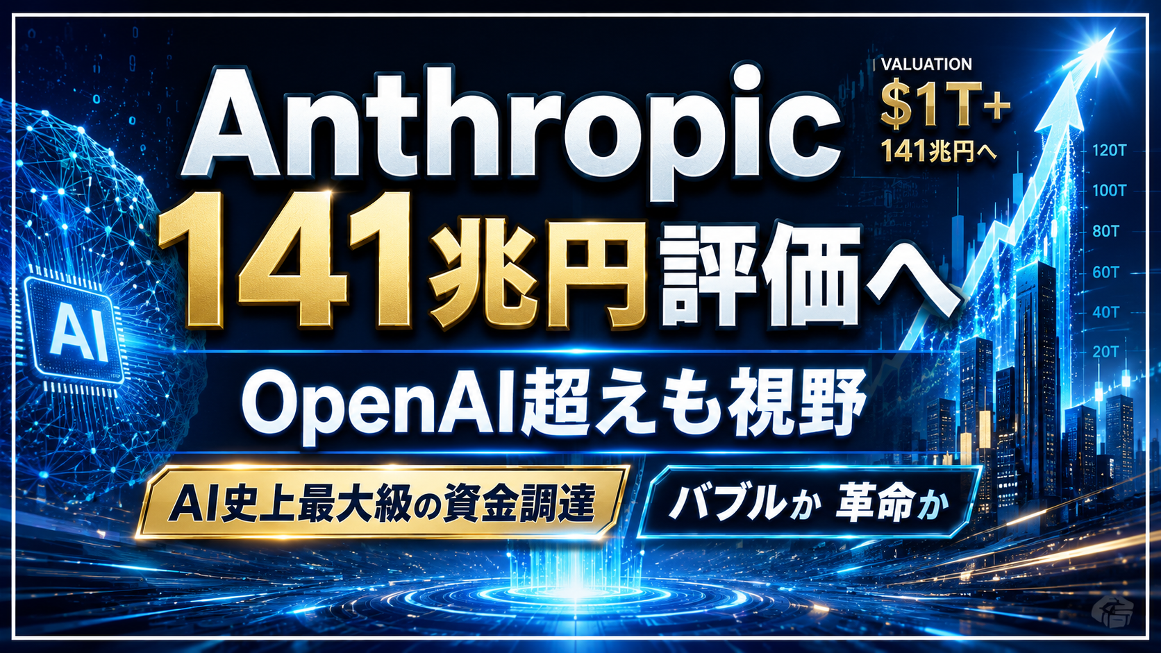 Anthropicが約141兆円評価で大型資金調達に動くとされOpenAIとのAI覇権争いが注目される報道イメージ