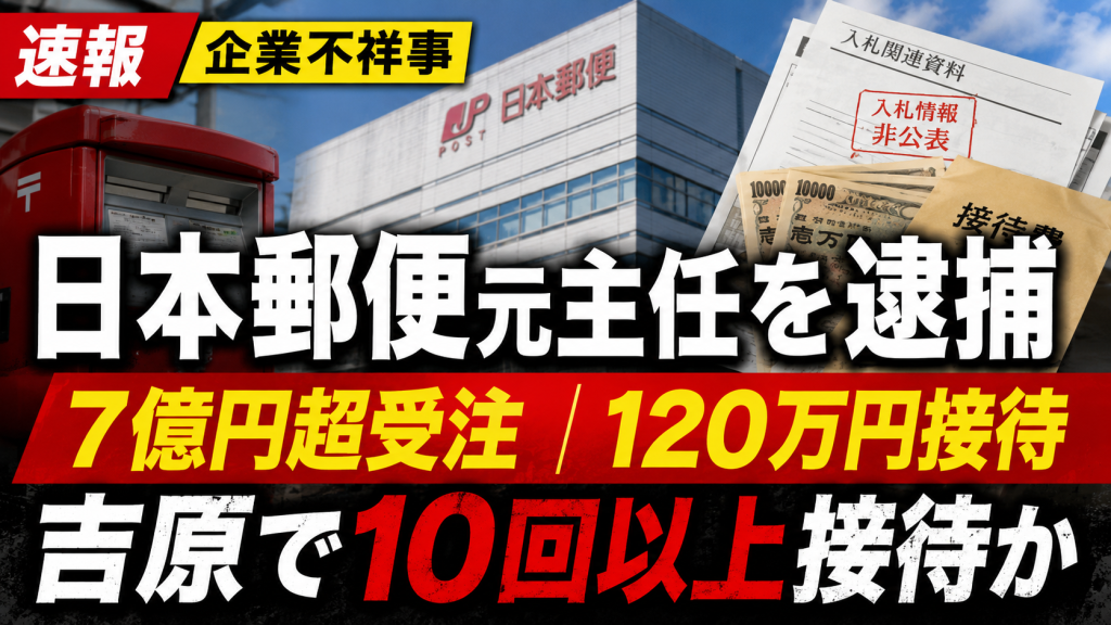 日本郵便の取集業務をめぐる贈収賄事件で性風俗店接待の疑いが浮上した報道イメージ