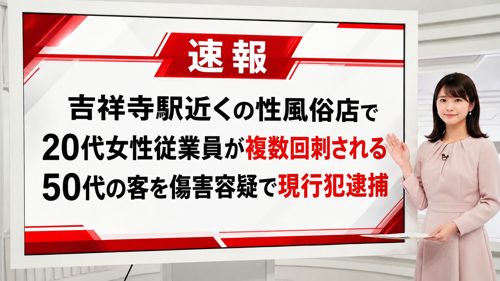 吉祥寺駅近くの繁華街で発生した女性従業員刺傷事件のイメージ