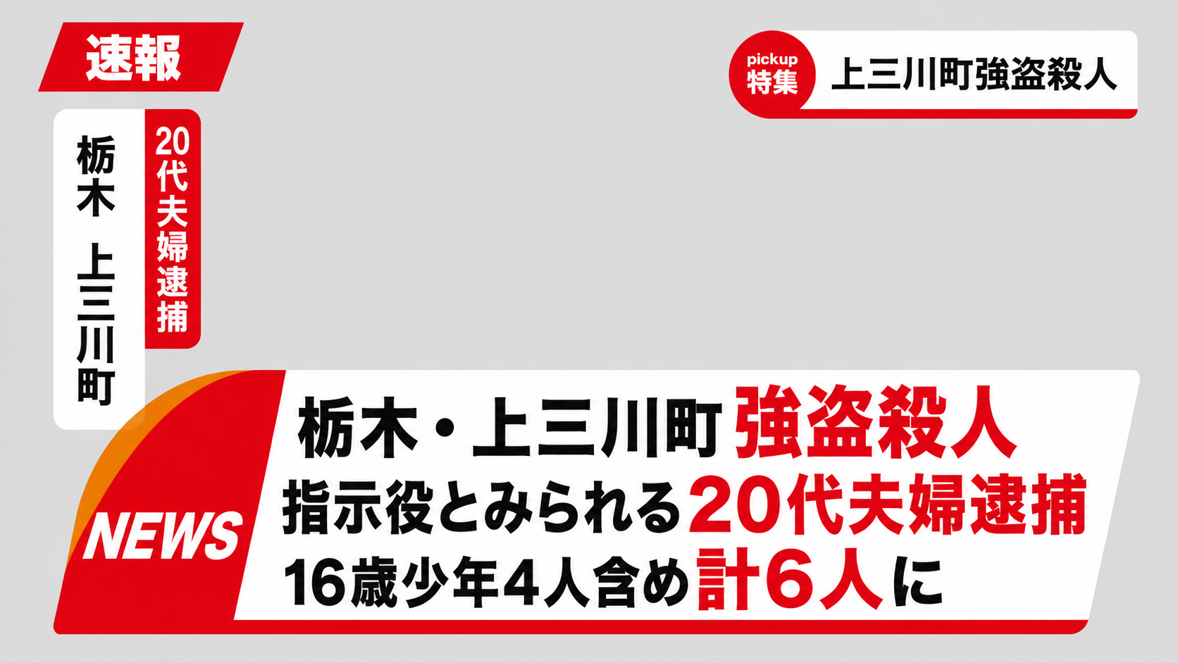 栃木県上三川町の強盗殺人事件で指示役とみられる20代夫婦が逮捕された報道イメージ
