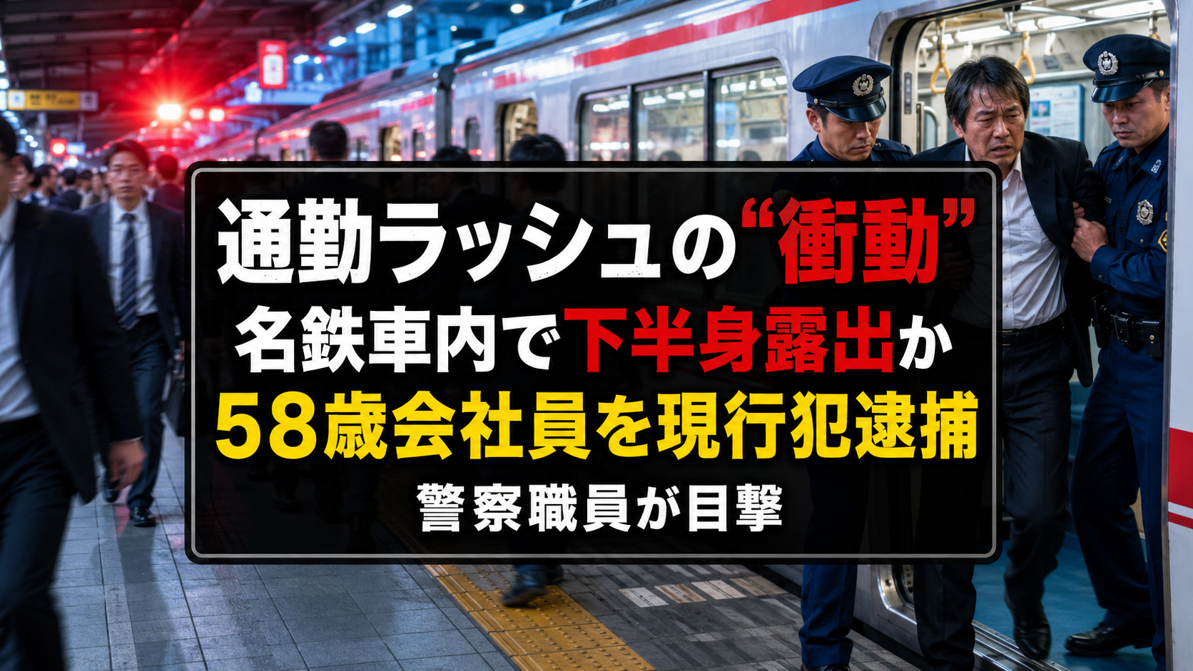 名鉄上小田井駅に停車中の列車内で起きた公然わいせつ事件を示す報道用イメージ