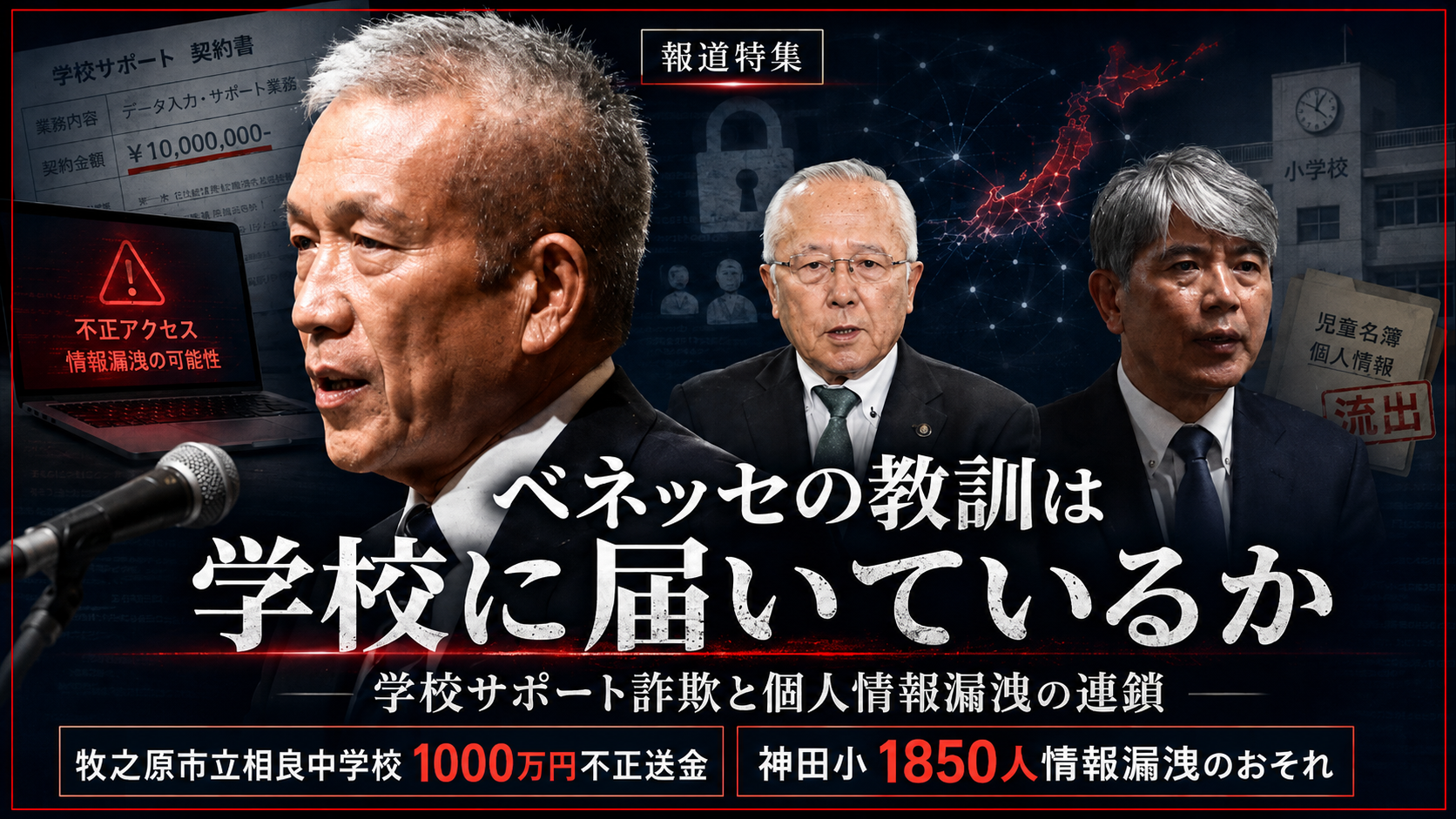 ベネッセ事件の教訓と学校現場で相次ぐサポート詐欺や個人情報漏洩を考える報道特集のイメージ