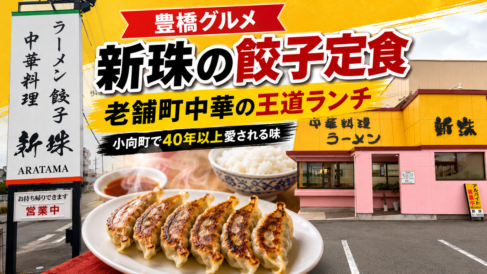 豊橋市小向町の町中華新珠で提供される餃子定食の実食イメージ