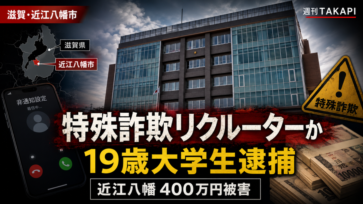 滋賀県近江八幡市で65歳女性から現金400万円をだまし取った特殊詐欺事件の報道アイキャッチ