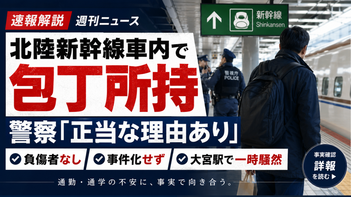 北陸新幹線車内での包丁所持通報と警察確認を伝える報道アイキャッチ
