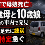 蓮田市の空き地に停車した軽自動車と警察車両を背景に、30歳母と10歳娘の死亡事案を伝える報道用アイキャッチ