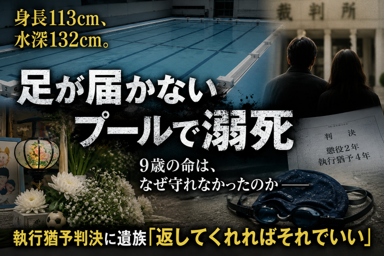 高知市立長浜小学校の水泳授業中に9歳男児が足の届かないプールで溺死した事故と遺族の無念を伝える報道アイキャッチ