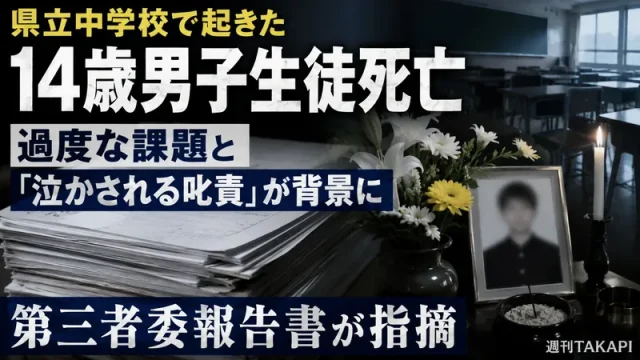 広島県内の県立中高一貫校で14歳男子生徒が死亡し第三者委員会が過度な課題と厳しい叱責を指摘した報道アイキャッチ