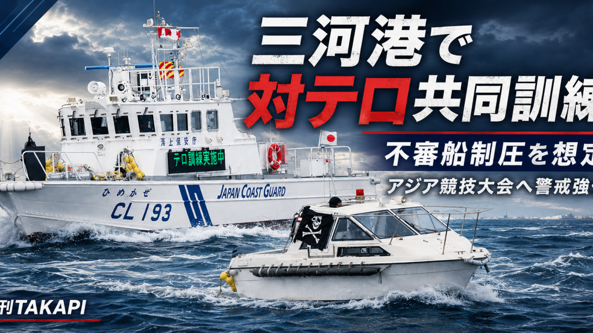 三河港で行われた対テロ共同訓練と港湾警備を伝える報道アイキャッチ