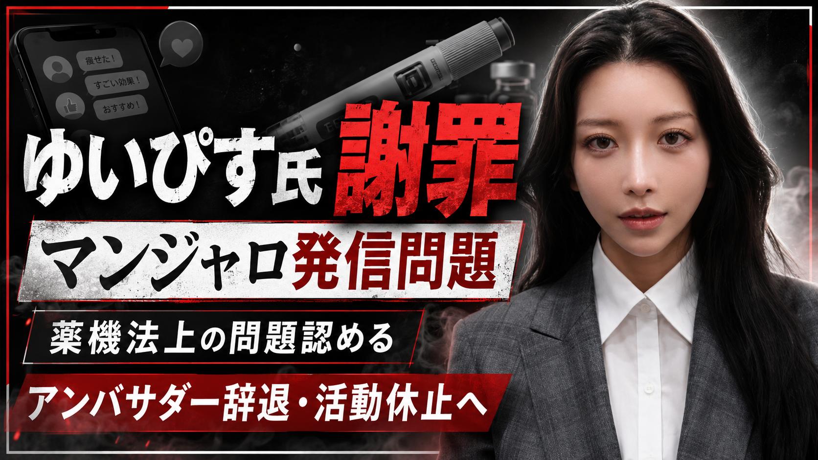ゆいぴす氏がマンジャロ発信問題で謝罪しアンバサダー辞退と活動休止を発表した件のイメージ