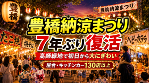 高師緑地公園で7年ぶりに復活した豊橋納涼まつり初日のにぎわいを伝える画像
