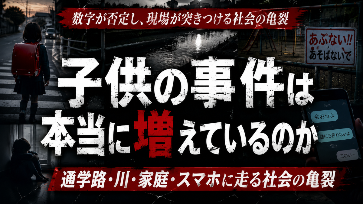 子供を巻き込む事件や事故の増加印象と通学路・水辺・家庭・SNSに潜む社会の亀裂を扱う報道ジャーナルのアイキャッチ
