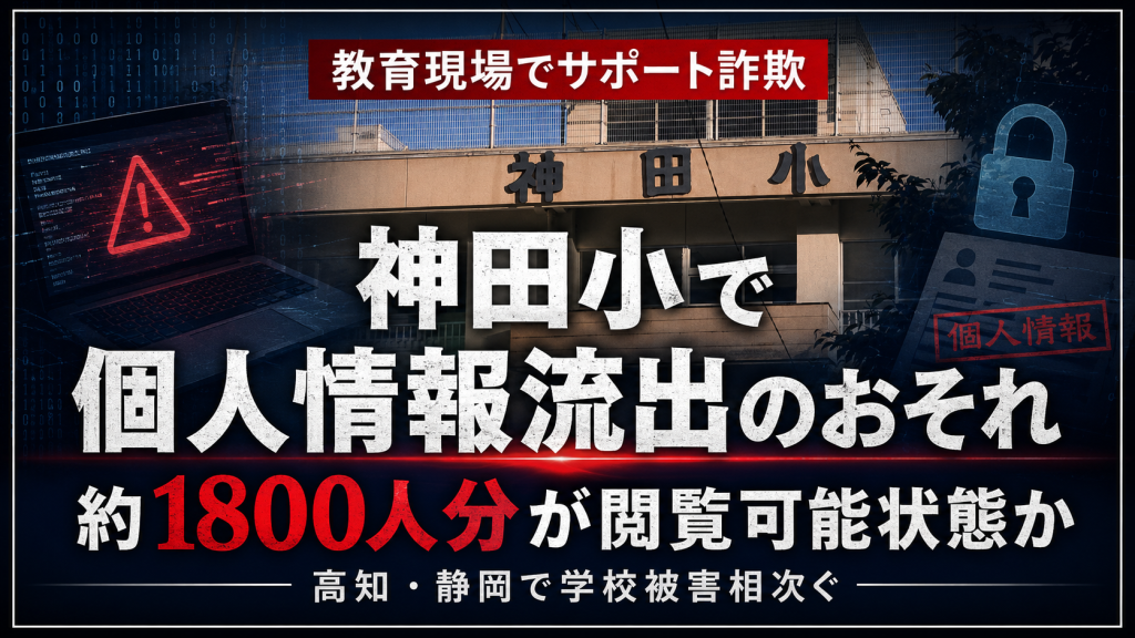 高知と静岡の学校でサポート詐欺被害が相次いだことを示すイメージ