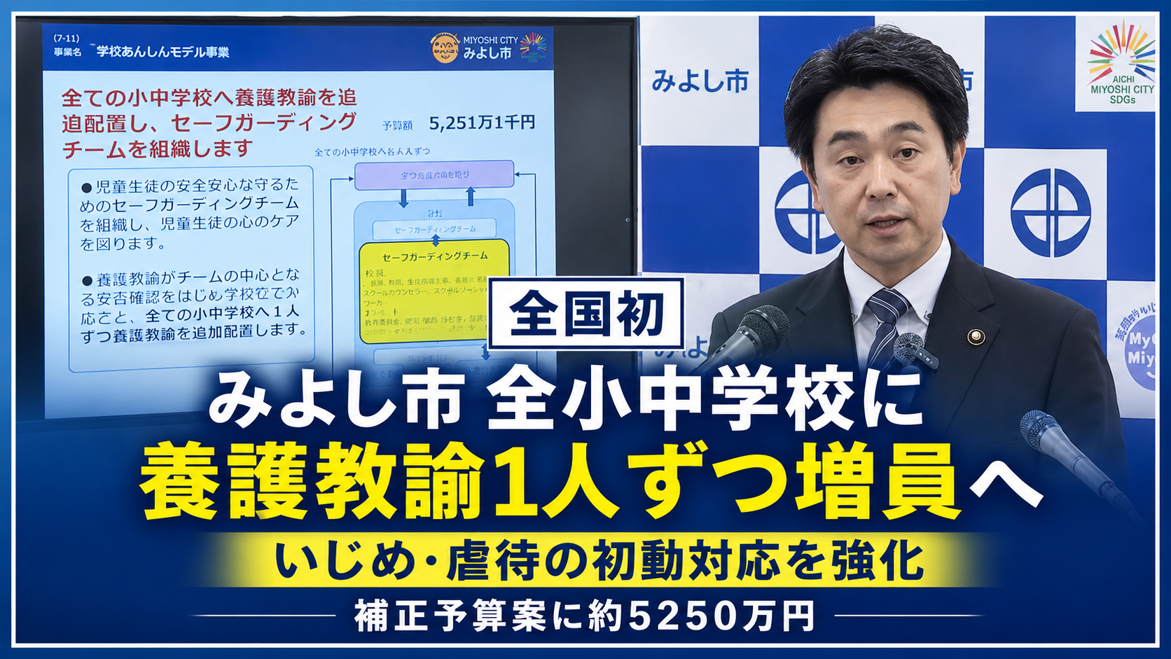 愛知県みよし市が全小中学校に養護教諭を増員し子どもの安全対策を強化する報道イメージ
