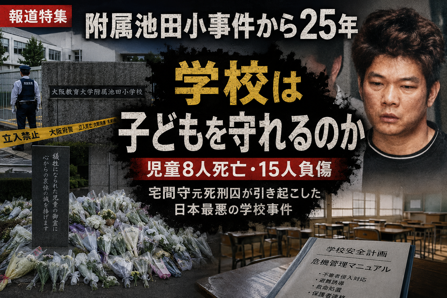 大阪教育大学附属池田小学校児童殺傷事件から25年を迎え学校安全を考える報道特集のイメージ