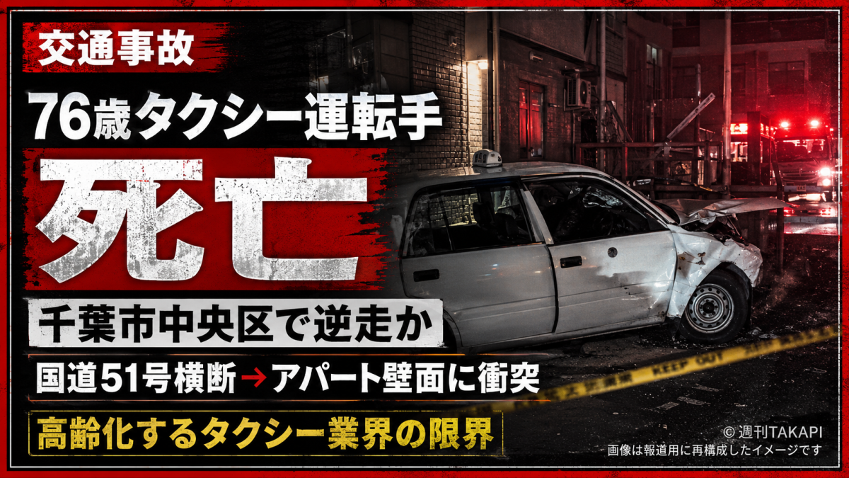 千葉市中央区で起きた76歳タクシー運転手死亡事故とタクシー業界の高齢化を伝える報道アイキャッチ