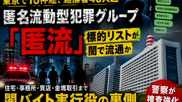匿名流動型犯罪グループ「匿流」による強盗・侵入窃盗事件を伝える報道アイキャッチ