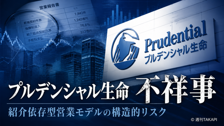 プルデンシャル生命不祥事をめぐり紹介依存型営業モデルと報酬制度の構造的リスクを示す報道イメージ