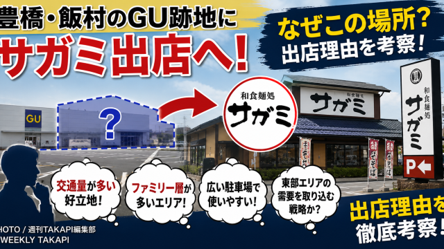 豊橋市飯村南のGU豊橋店跡地に和食麺処サガミが出店する理由を立地と商圏から考察する地域ニュースのアイキャッチ