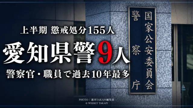 警察官と警察職員の懲戒処分が過去10年最多となり愛知県警で9人が処分されたことを伝える報道画像