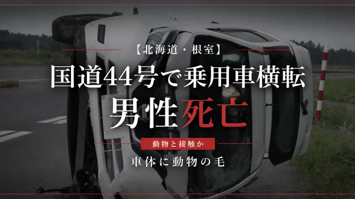 北海道根室市の国道44号で乗用車が横転し男性が死亡した事故を伝える週刊TAKAPI報道アイキャッチ