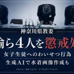 神奈川県教育委員会が県立高校の男性教諭ら4人を、わいせつ行為やセクハラ、生成AIによる水着画像作成などで懲戒処分にしたニュースのアイキャッチ画像