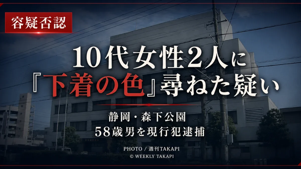 静岡市駿河区の森下公園で10代女性2人への卑猥な声掛けの疑いで58歳男が現行犯逮捕された事件