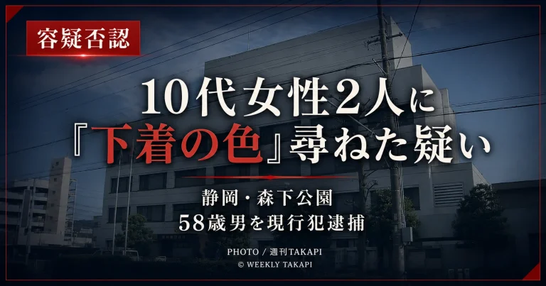 静岡市駿河区の森下公園で10代女性2人への卑猥な声掛けの疑いで58歳男が現行犯逮捕された事件