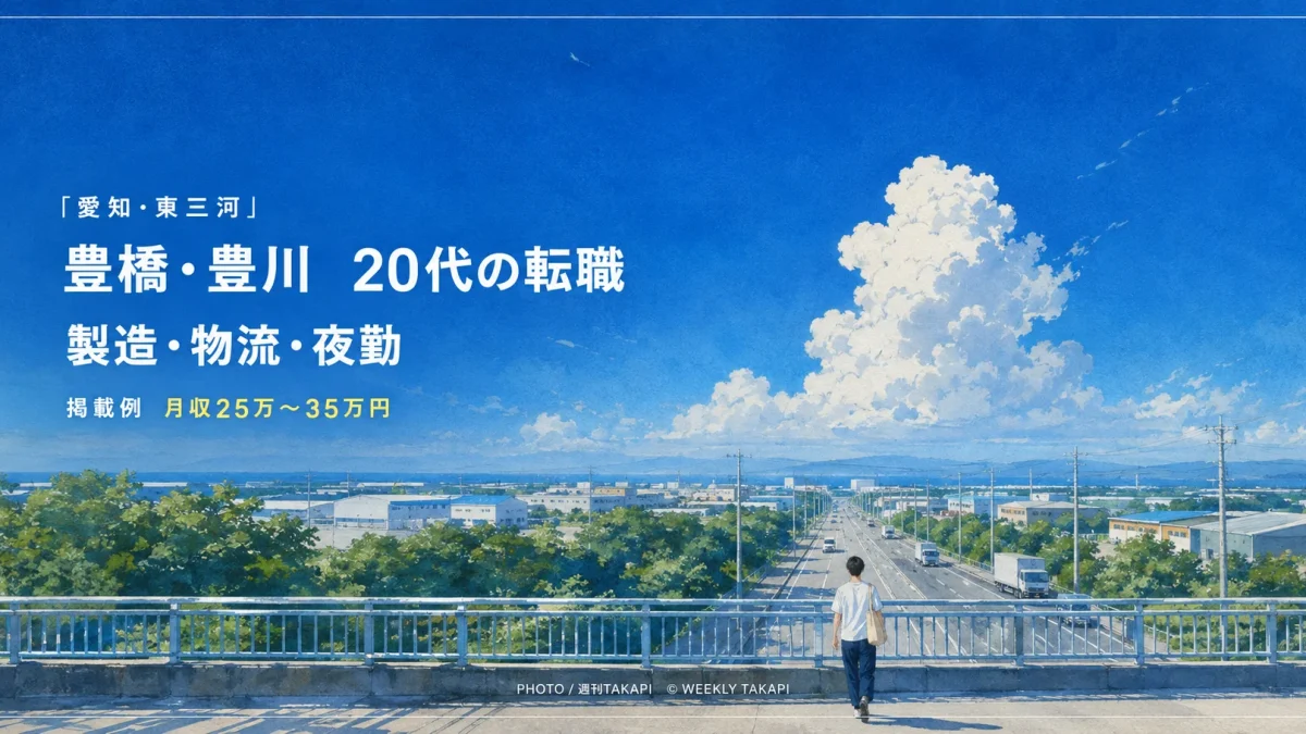 愛知県東三河の豊橋市・豊川市で転職する20代向けに製造業・物流・夜勤求人を比較するコラム画像