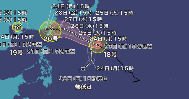 台風18号ソウデルが非常に強い勢力に発達し沖縄・大東島地方への接近が予想されることを伝える報道アイキャッチ