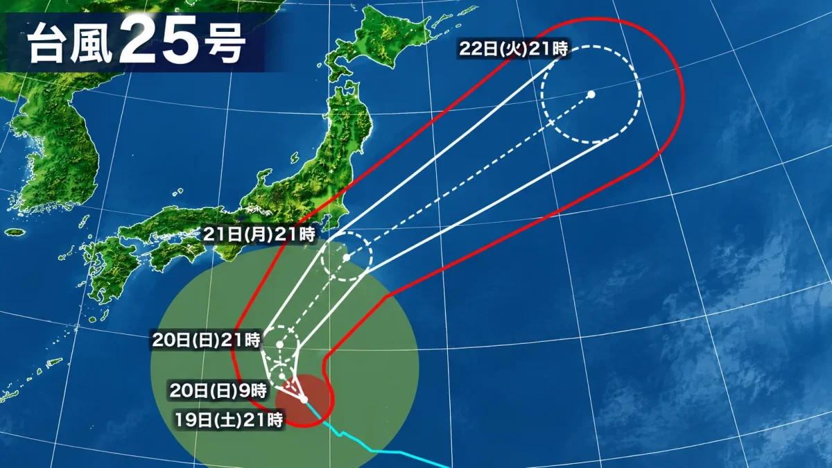 強い勢力に発達した台風25号により東海の一部が強風域に入り、豊橋市と田原市で外海5メートルが予想されていることを伝える週刊TAKAPIのアイキャッチ