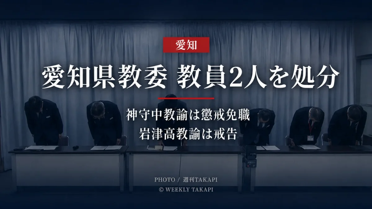 愛知県教育委員会が神守中学校と岩津高校の男性教諭2人を懲戒処分