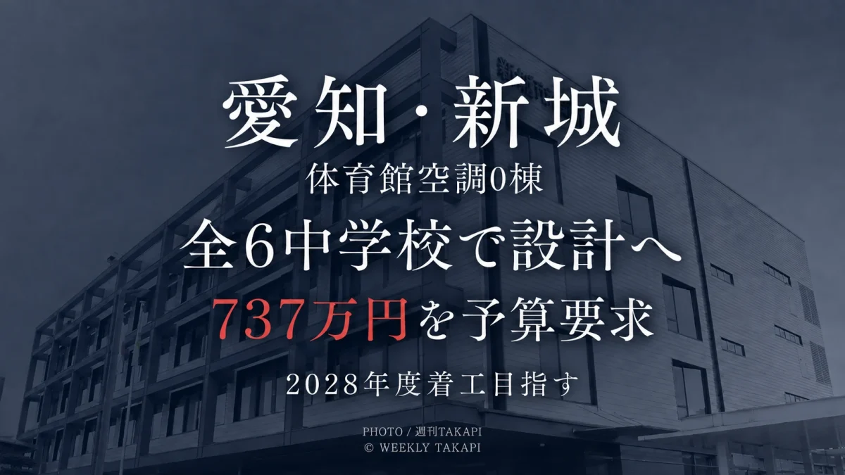 愛知県新城市が市立中学校全6校の体育館空調整備に向け設計費737万円を予算要求し2028年度の工事着手を目指す独自取材記事の画像