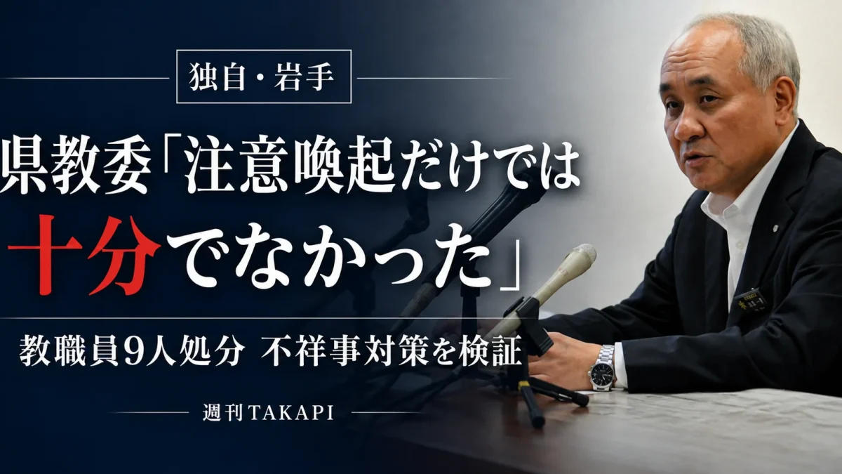 岩手県教育委員会が教職員不祥事対策について週刊TAKAPIの独自取材に回答した記事のアイキャッチ