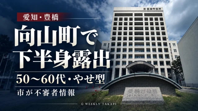 愛知県豊橋市向山町で50～60代くらいのやせ型の男が下半身を露出していたとの不審者情報