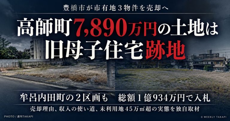 豊橋市が高師町と牟呂内田町の市有地3物件を売却、最低価格合計1億934万4,000円