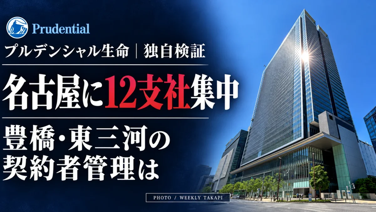 プルデンシャル生命の名古屋12支社集中と、豊橋・東三河の契約者管理を検証する週刊TAKAPIのアイキャッチ画像