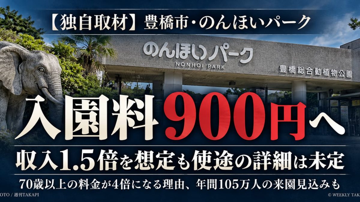 豊橋市ののんほいパーク入園料900円への改定案と収入1.5倍の想定を伝える報道画像