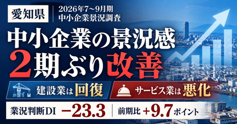 愛知県の2026年7～9月期中小企業景況調査で業況判断DIがマイナス23.3に改善、建設業と製造業が回復する一方でサービス業は悪化